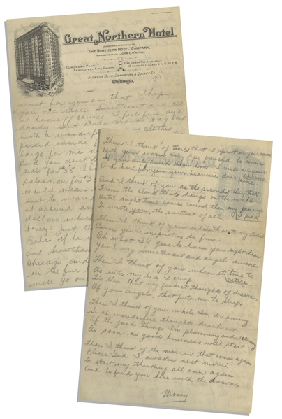 Moe Howard's Handwritten Poem, Circa 1924 Signed ''Mosey'' to Helen -- On Verso of Partial Letter Referencing ''my brother Babe'' -- 6'' x 9.5'' Sheet of Chicago Hotel Stationery -- Very Good